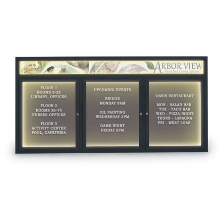 United Visual Products Indoor Enclosed Combo Board, 42"x32", Gold Frame/White Porcelain & Cork UVCB4232G-WHTPORC-CORK